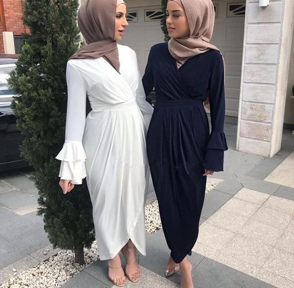 

wrap front maxi dress abaya muslim women fashion pleated long flare sleeve slit dresses islamic arabic turkey clothes ethnic cloth7500673, Red