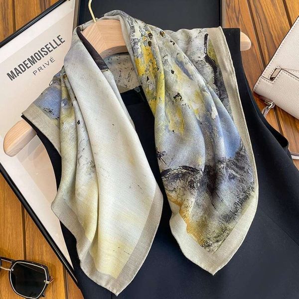 

item korean autumn and winter silk wowool scarf for girls, Blue;gray