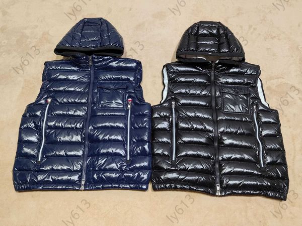 

designer hoodie gilet mens down veste monclairs fashion classic co-ed sleeveless hooded zipper cardigan vest winter jacket, Black;white