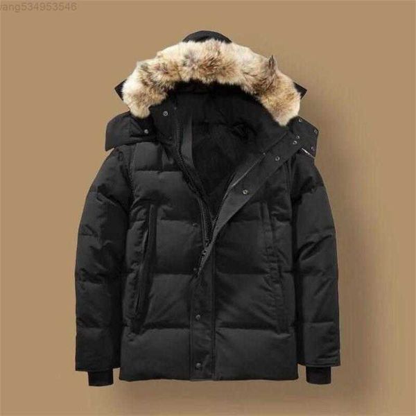 

canada puffer jackets men designer real coyote fur outdoor wyndham windbreaker jassen outerwear hooded fourrure manteau down jacket coat hiv, Black