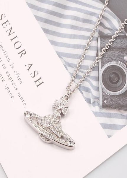 

fashion necklace queen mother enne enne new edition full diamond large logo saturn necklace electroplated platinum hypoallergenic5101527, Silver