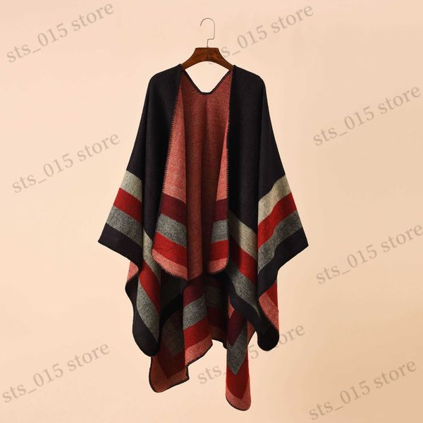 

shawls 2023 new fashion winter warm plaid ponchos and capes for women oversized shawls and wraps cashmere pashmina female bufanda mujer t230, Blue;gray