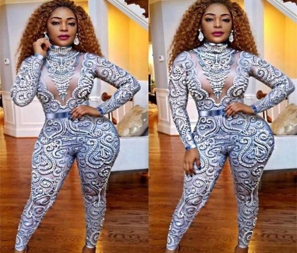 

grey long sleeve beading dj party bodycon jumpsuit nightclub party dancer costumes y2008243158259, Black;white
