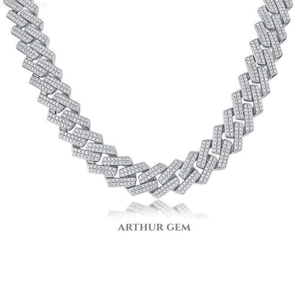 

hip hop silver chain necklace moissanite cuban link chain