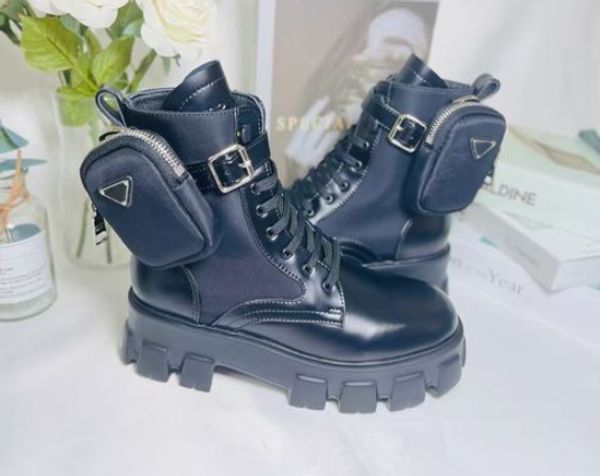 

autumn men winter fashion boots designer woman thick soled travel lace-up boot soft cowhide lady platform casual shoe leather with bag high, Black