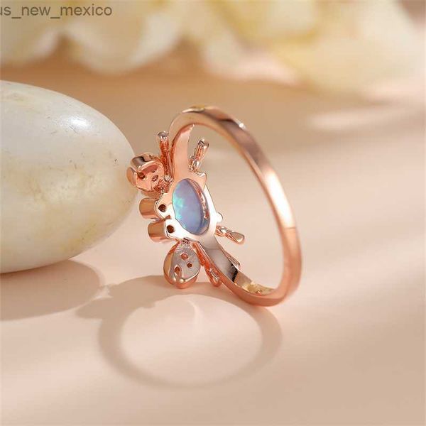 

band rings cute animal ring silver rose gold color stone blue white fire opal rings for women wedding bands ocean jewelry r230831