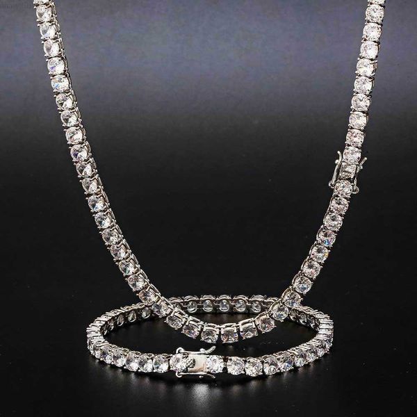 

customized 925 silver necklace with european and american hip-hop accessories mosan diamond tennis chain men's bracelet