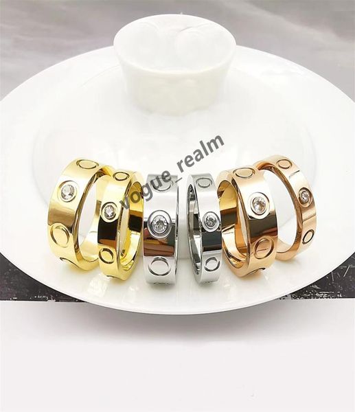 

4mm 6mm love ring screw mens rings diamond gold silver titanium classic luxury designer jewelry for women wendding gift gold plate2966966