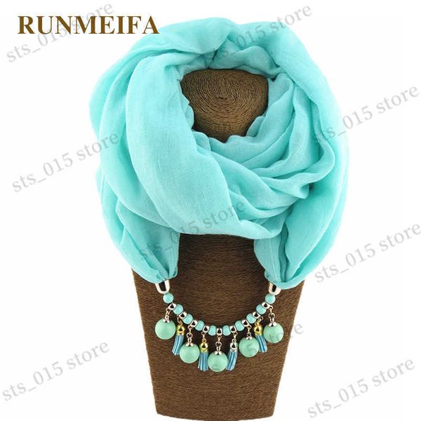 

scarves runmeifa 2020 pendant necklace scarf women solid color shawls jewelry scarf female stole beach trip pareos accessories scarves t2304, Blue;gray