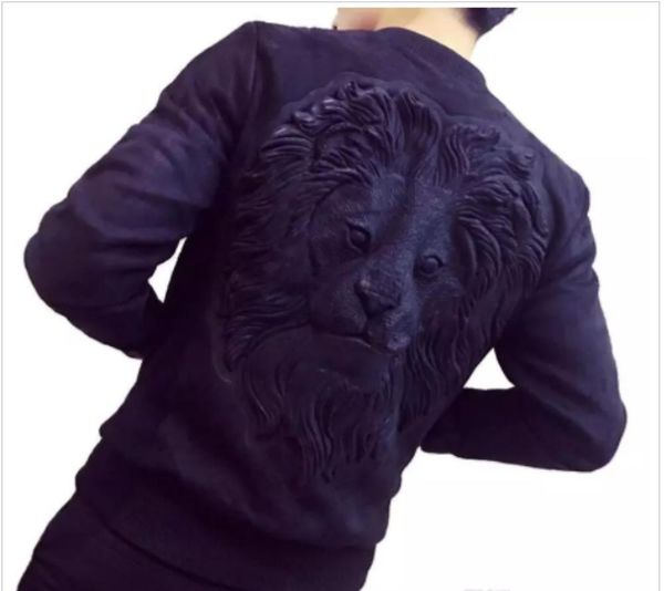 

2019 autumn new jacquard bomber jackets men lion head party jacket outfit club bar coat men casaca hombre5198005, Black;brown