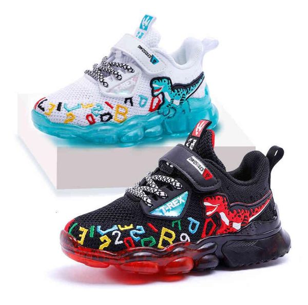 

2021 mesh children039s casual light up trex boys sneakers sport tennis kids trainers spring glowing toddler shoes7419517, Black