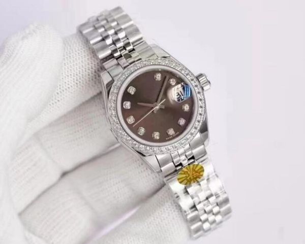 

lady high-quality watch women watchs women day dateday girl sapphire glass wristwatch automatic mechanical movement-03, Slivery;brown