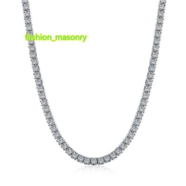 

100% 925 sterling silver tennis chains necklaces with stamped 2mm luxury cubic zirconia classic bling iced out hip hop wedding jewelry for w, Black