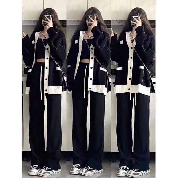 

autumn and winter style sweater temperament royal sister fashion explosive street cardigan casual sweet coat high, White;black