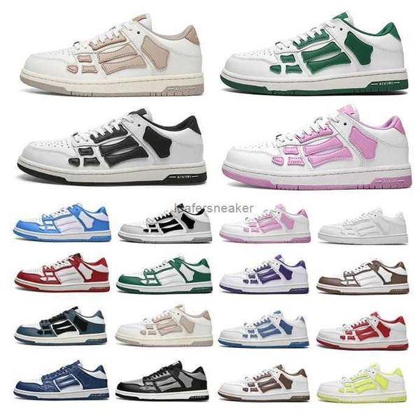 

designer casual shoes skel low bone leather sneakers skeleton blue red white black green gray men women outdoor training shoes