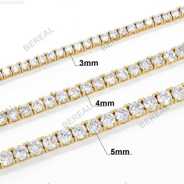 

3mm 4mm 5mm 10k gold moissanite tennis bracelet new design round brilliant cut vvs moissanite diamond tennis chain, Silver