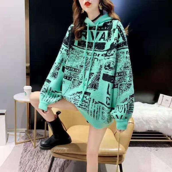 

alphabet sweater for women korean style loose lazy wind hooded slimming casual jacket top, White;black