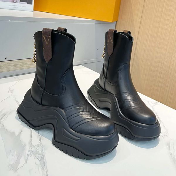 

designer boots luxury brand genuine leather boots ankle booties woman short boot sneakers trainers slipper sandals by 9 w382 004, Black