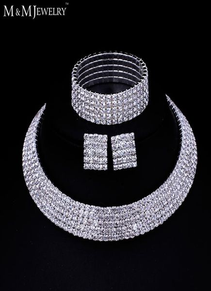 

wholeclear austrian crystal silver plated jewelry sets round necklace earrings bracelet for women wedding accessory tl294sl04867019, Slivery;golden
