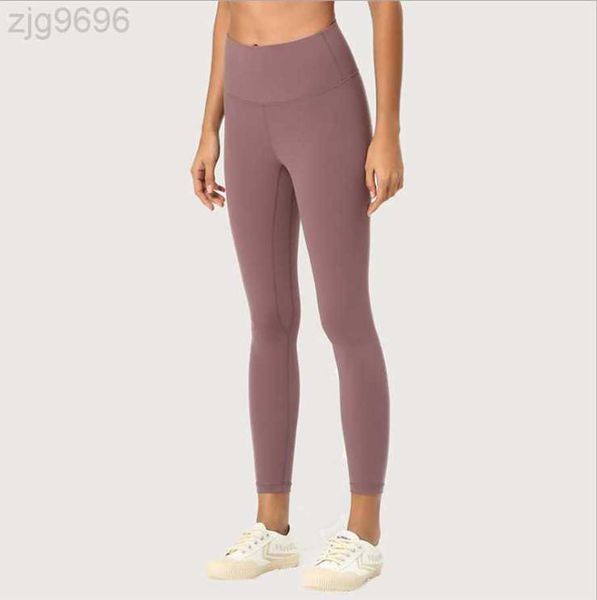 

2023 desginer al yoga women's nude feel double sided brushed tights honey peach hip high waist lift hip skincare slimming fitness pants, Black