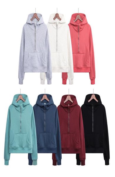

yoga sweatshirt scuba half zip hoody hoodies outdoor leisure sweatshirts gym clothes women workout fitness thic yoga jackets3506498, Black