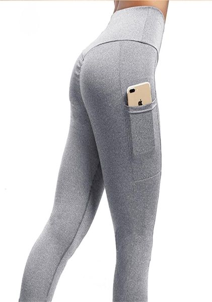 

normov women leggings ps size solid casual color high waist pocket leggins elastic workout push up fitness legings lj2008192254333, Black