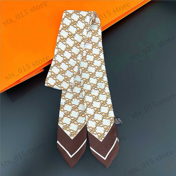 

scarves selling big brand printed small scarf women silk scarf headband 90cm long scarves bag accessories ribbon t230425, Blue;gray