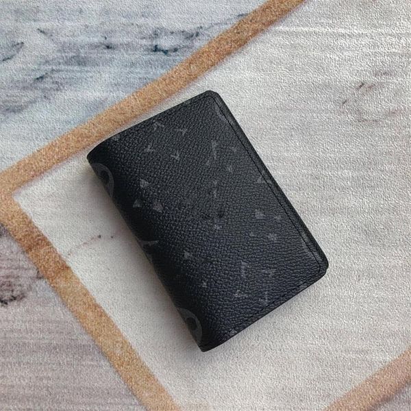 

famous brand short wallet black print classic card holders letter plaid women suit clip wallets luxury designer men clutch 268u, Red;black