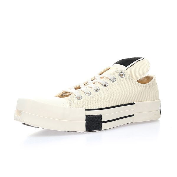 

rick turbodrk chuck 70 low lily white canvas shoes for men's skates chunky shoe mens owens sneakers womens platform women's sports, White;red