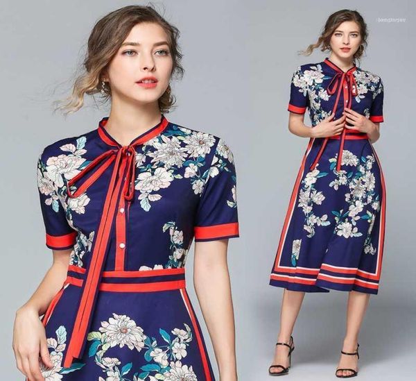 

designer dresses runway 2021 autumn casual shirt dress women bow vintage vestidos robe femme19631037, Black;gray