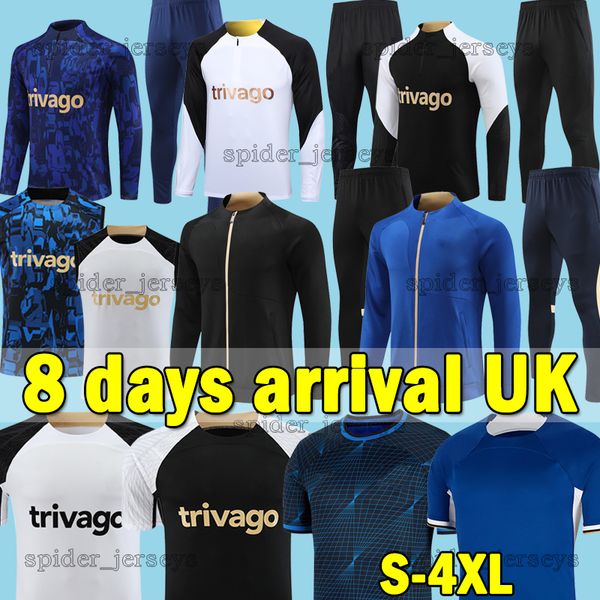 

4xl 23 24 cfc enzo soccer sets 2023 2024 b.badiashile long sleeve soccer jerseys t. silva mudryk jacket football shirts training vest men un, Black;yellow
