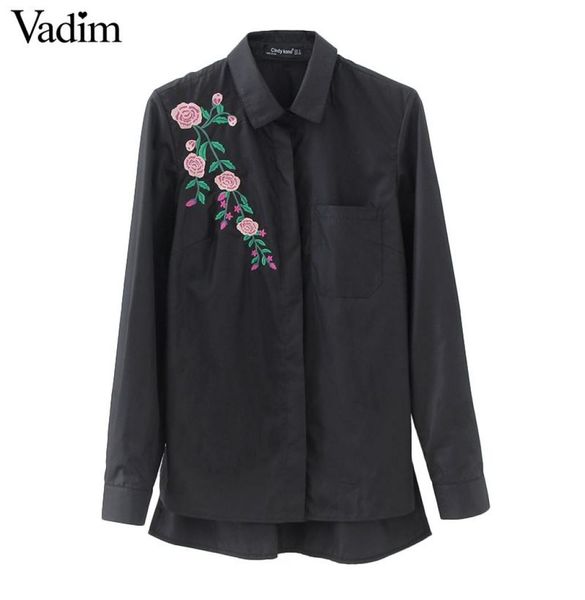 

women retro flower embroidery striped blouse long sleeve black shirts turn down collar brand ladies blusas lt15111137125, White