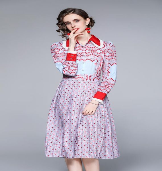 

drop new spring summer fall autumn runway vintage print collar long sleeve empire waist women ladies casual party beach st1532673, Black;gray