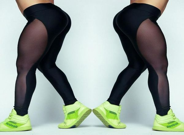 

women039s leggings casual stretch skinny women black mesh high waist fitness push up gym workout trousers7779308