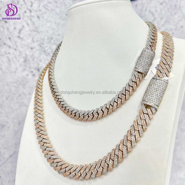 

925 sterling silver fashion jewelry necklace 13mm 14mm 15mm hip hop iced out vvs moissanite cuban link chain