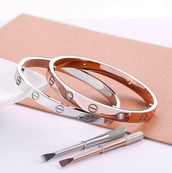 

fashion new rose gold 316l stainless steel screw bangle bracelet with screwdriver and original box never lose snap jewelry wholesa1867028, Black