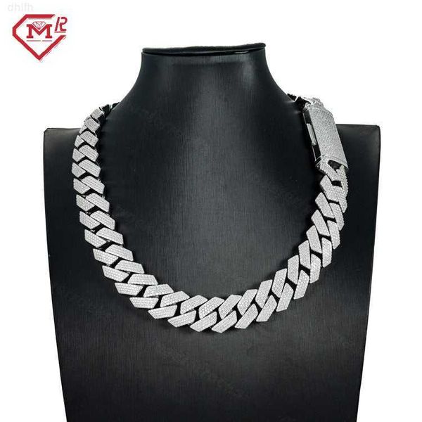 

wholesale round 4 rows 20mm cuban hiphop necklace pass diamond tester vvs moissanite cuban link chain, Silver