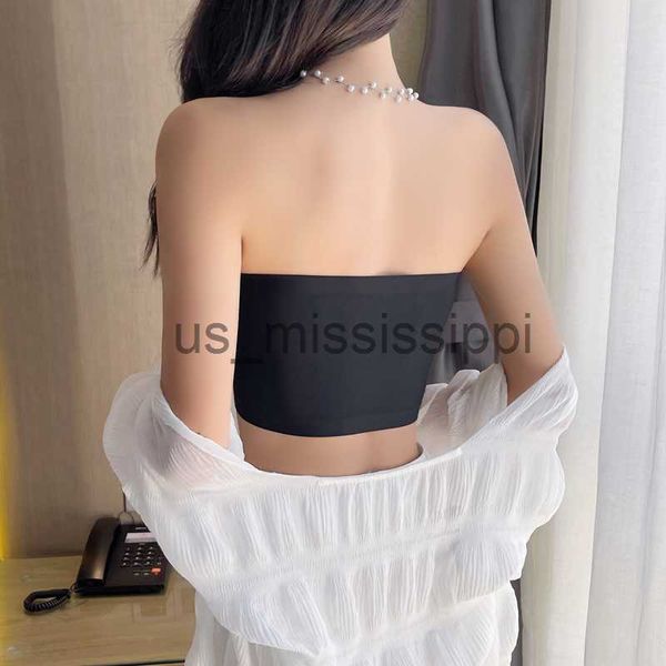 

other health beauty items one piece tube women strapless push up bra lingerie ice silk thin seamless word sling black white bralette x0831