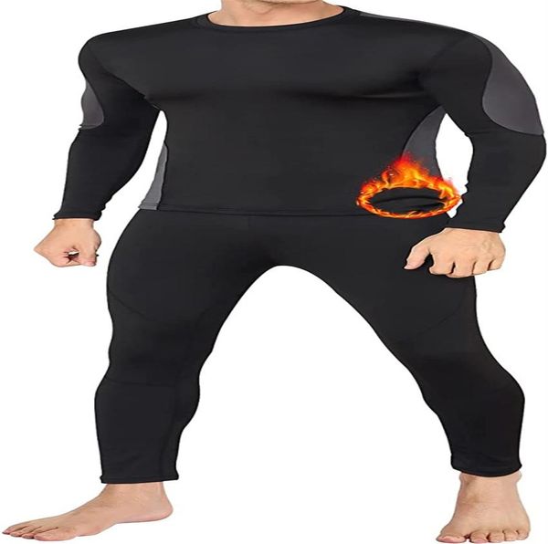 

men039s thermal underwear sport for men with fleece lined winter long mens for skiing running2375023, Black;white