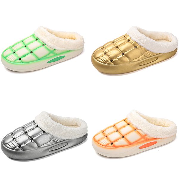 

2023 fleece thickened warm home cotton slippers men woman golden silver green black orange fashion trend couple