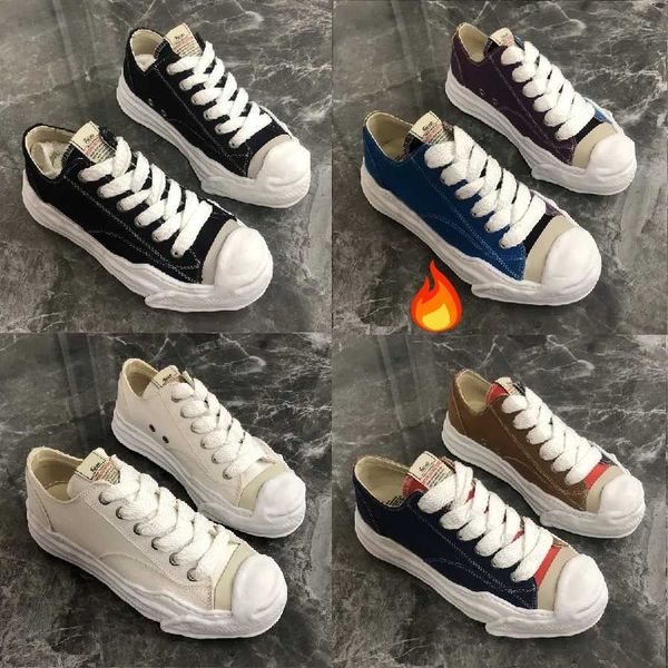 

new mmy maison mihara yasuhiro hank low sneakers flats shoes canvas trainer lace-up trim shaped toe for women luxury design247h, Black