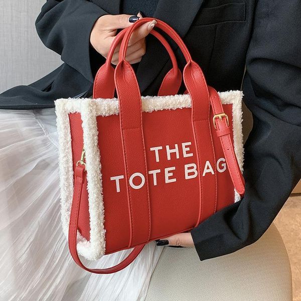 

evening bags fashion lambswool tote bag designer women handbags luxury pu leather patchwork shoulder crossbody faux fur winter 230831
