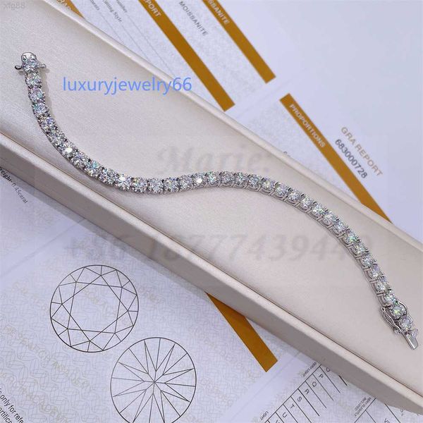 

wholesale 5mm hip hop 18k gold plating iced diamond necklace bling moissanite diamond tennis chain necklace wholesale price, Silver