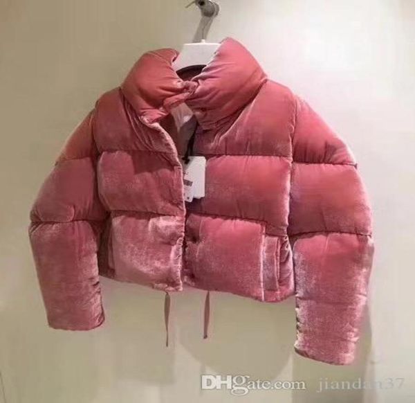 

special offer 2019 fashion women down jacket pink velour fabric winter m brand stand collar women dress down coat7805719, Black