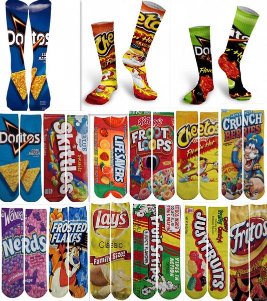 

casual 3d printing standard thick womens mens socks trend compression street chips sock skateboarding teen funny novelty so2429686, Black