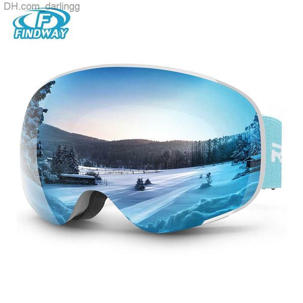 

ski goggles child ski goggles double layers uv400 anti-fog big ski glasses skiing mask snowboard kid snow goggles wearable helmet q230831
