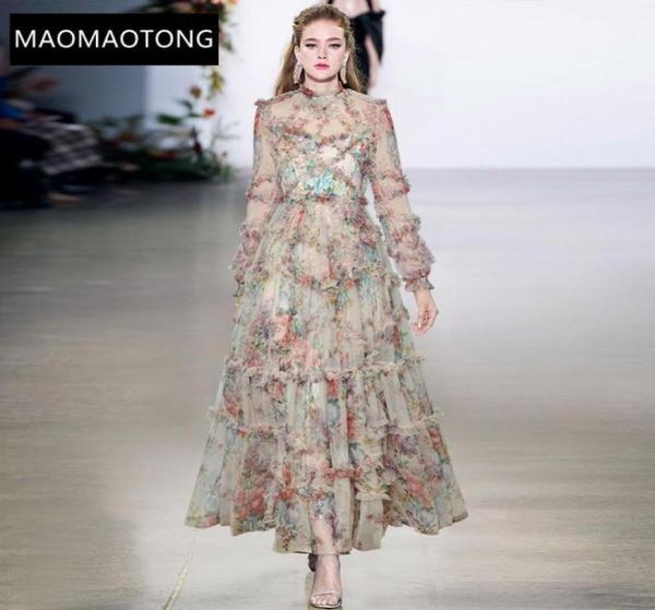 

casual dresses runway holiday princess women039s dress lantern sleeve huge swing mesh print cascading ruffle vacation gown big 8426578, Black;gray
