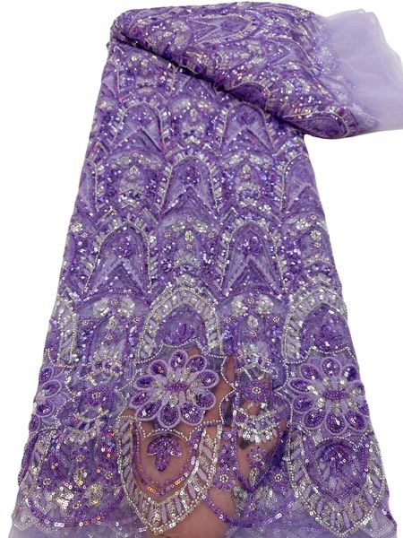 

tulle sequins purple wedding lace fabric african women dress 2023 5 yards beaded sewing net cloth nigerian textile female evening dinner par, Black;white