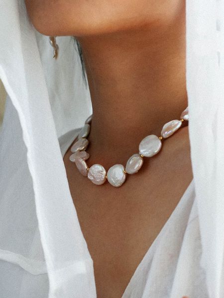 

pendant necklaces brass with 18k gold real natural baroque pearl choker necklace wedding jewelry runway t show party gown gothic japan korea, Silver