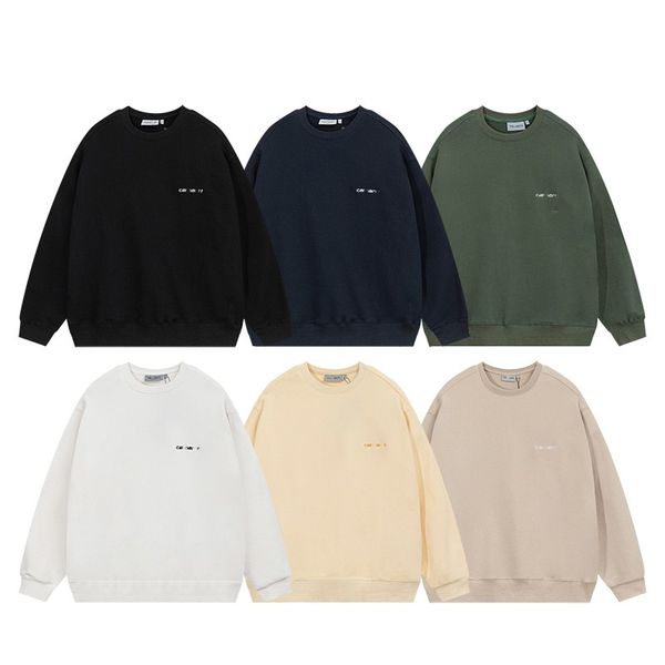 

designer hoodie carhartties classic small letter embroidered sweater for men and women loose pullover round neck sweater long sleeve fashion, Black